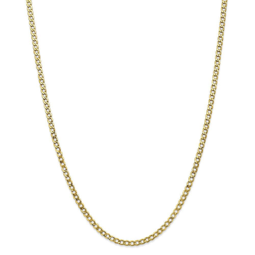 Million Charms 10k Yellow Gold, Necklace Chain, 3.35mm Semi-Solid Curb Link Chain, Chain Length: 20 inches