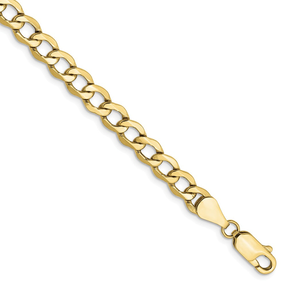 Million Charms 10k Yellow Gold 5.25mm Semi-Solid Curb Link Chain, Chain Length: 8 inches