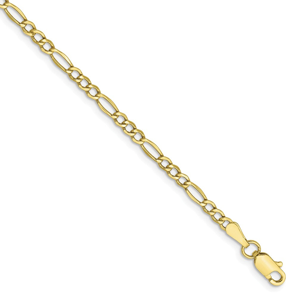 Million Charms 10k Yellow Gold 2.5mm Semi-Solid Figaro Chain, Chain Length: 7 inches