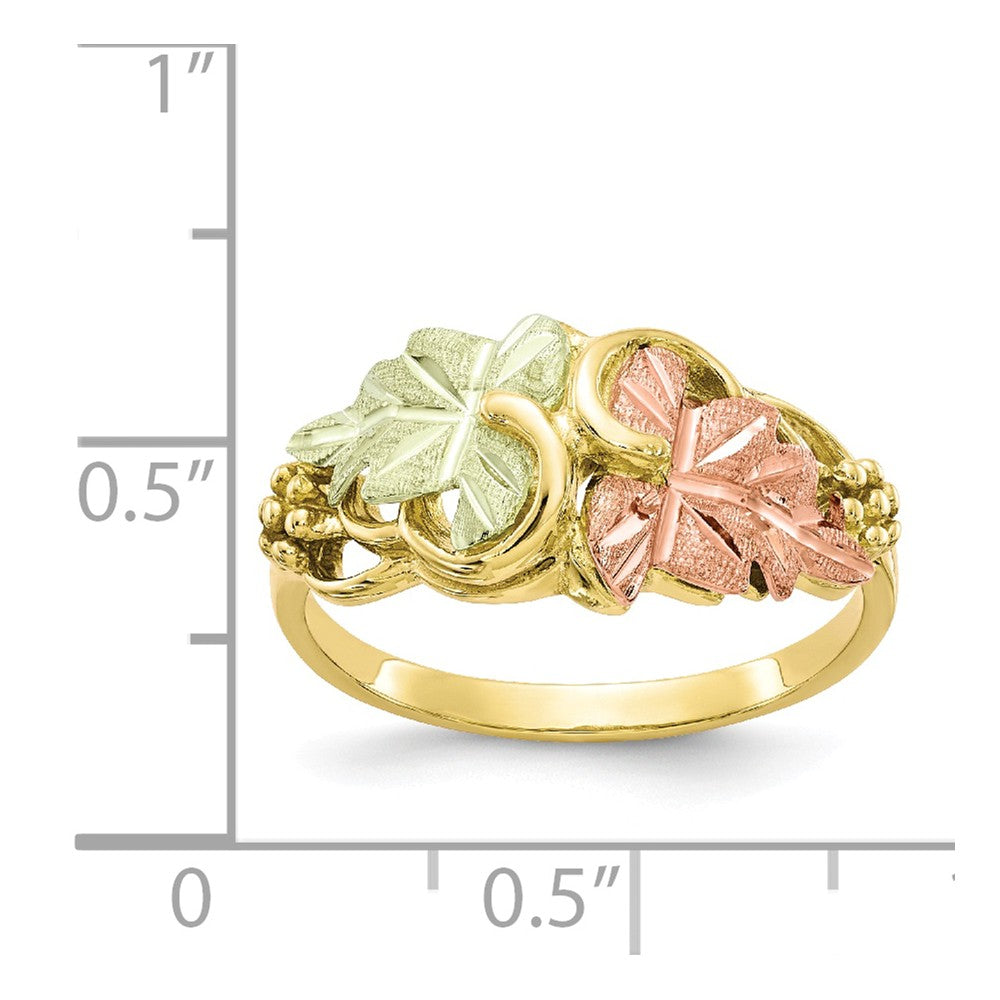 Black Hills Gold 10k Yellow Gold Tri-color Flower Ring, Size: 7