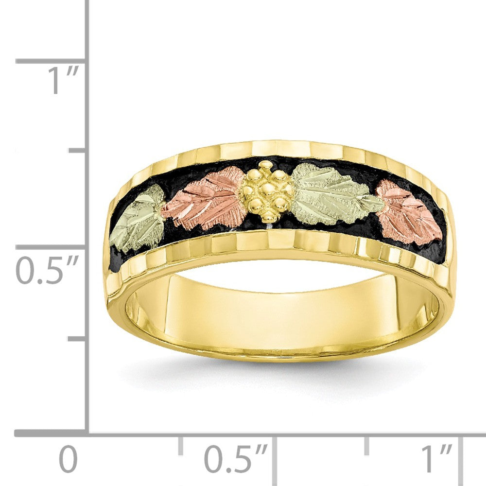 Black Hills Gold 10k Yellow Gold Tri-color Men's Antiqued Ring, Size: 10