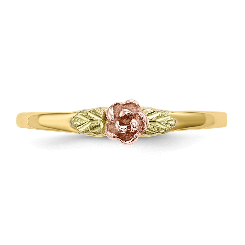 Black Hills Gold 10k Yellow Gold Tri-Color Rose Ring, Size: 7