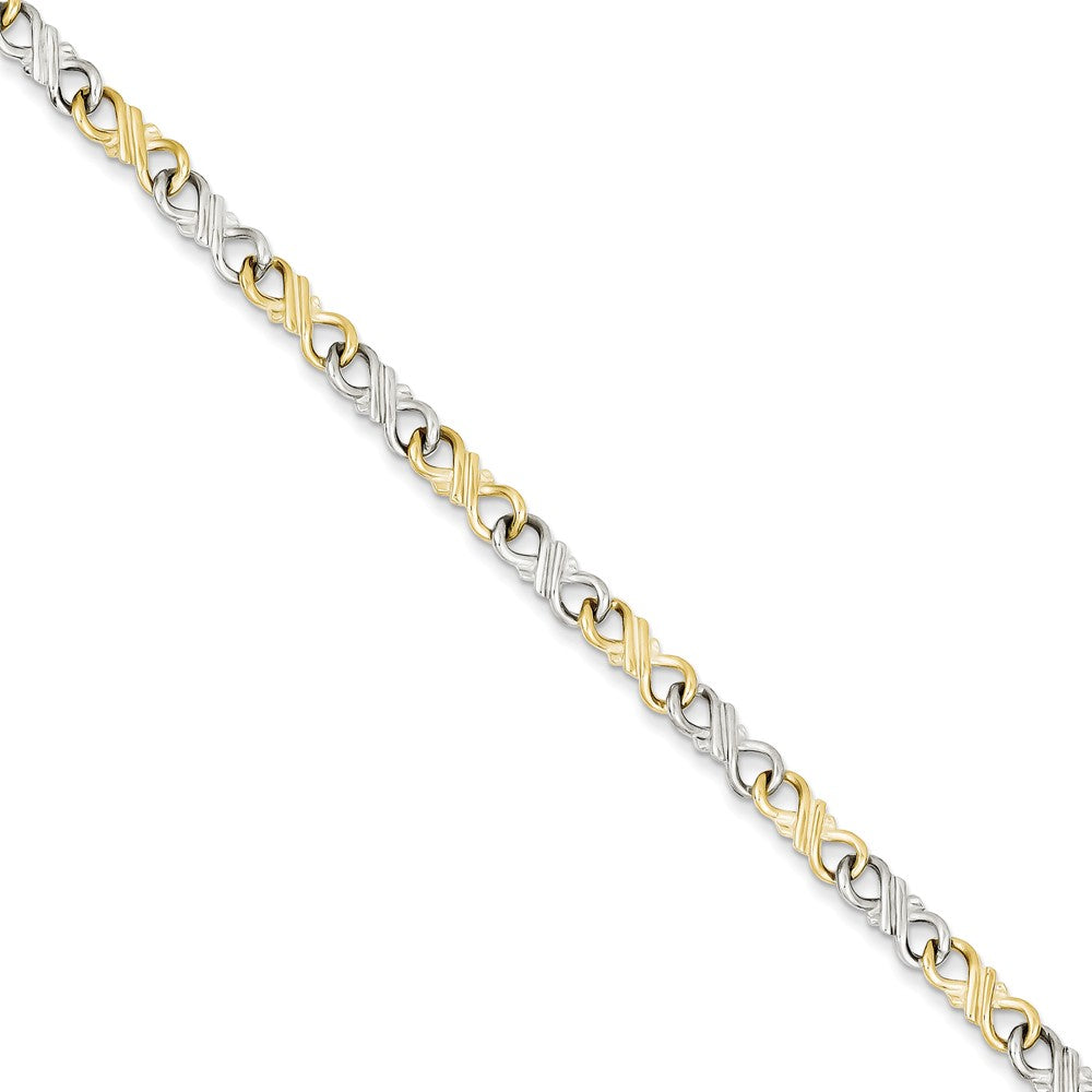 Million Charms 10k Two-Tone Solid Polished Fancy Bracelet, Chain Length: 7 inches