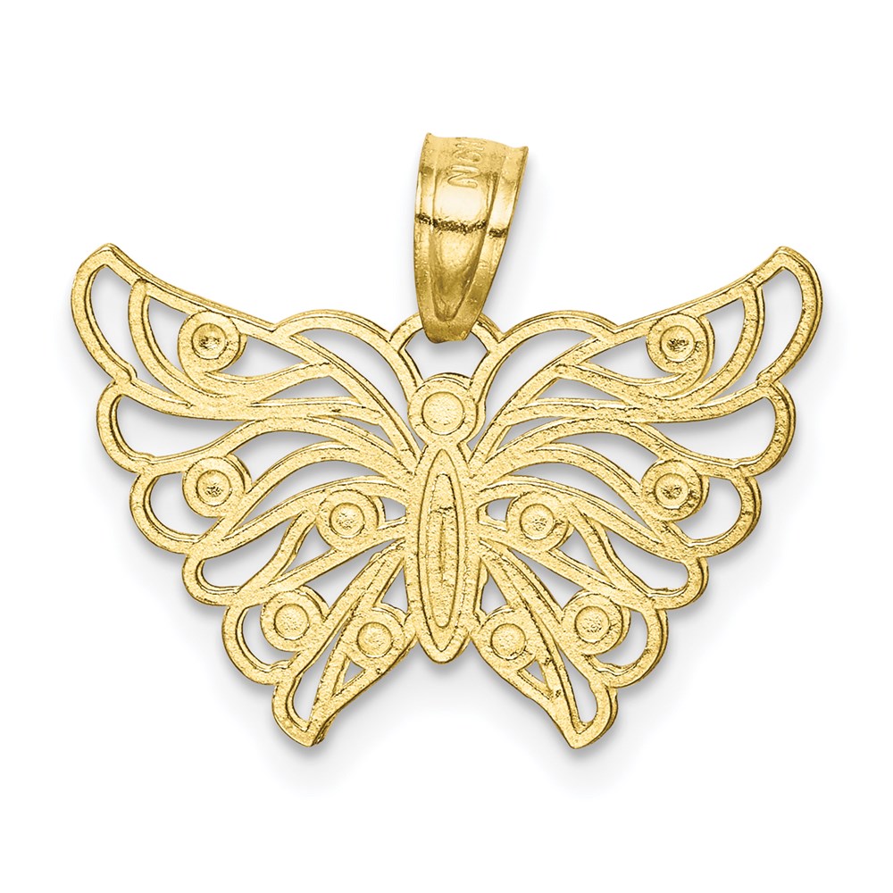 Million Charms 10K Yellow Gold Themed, Rhodium-plated Butterfly Pendant