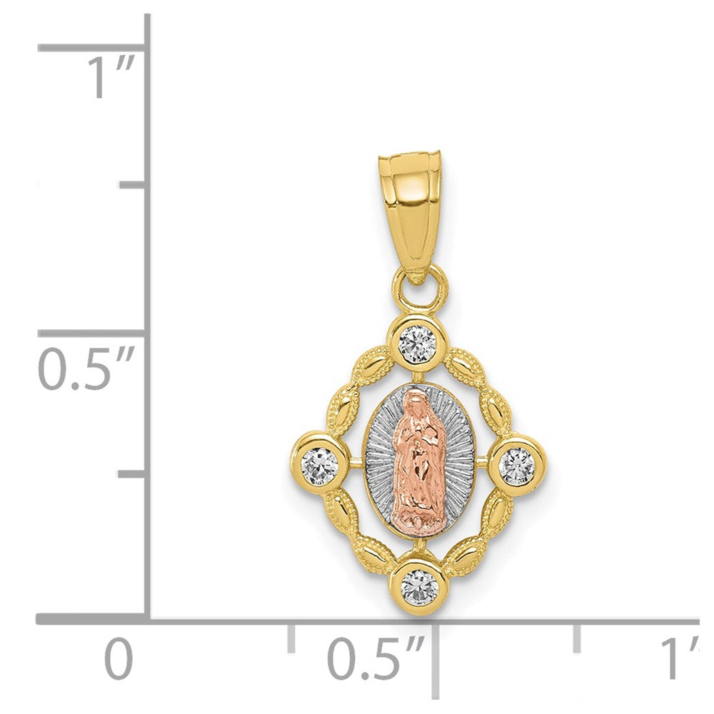 Million Charms 10K Small Two-Tone Relgious Our Lady Of Guadalupe Pendant