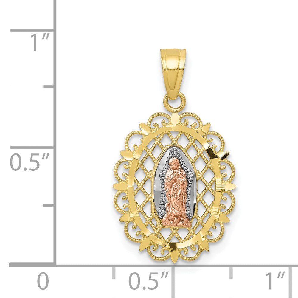 Million Charms 10K Two-Tone Relgious Our Lady Of Guadalupe Pendant
