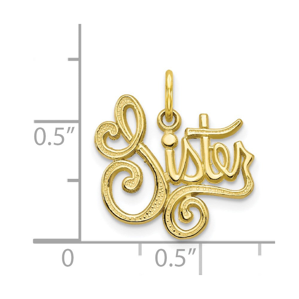 Million Charms 10K Yellow Gold Themed Sister Charm