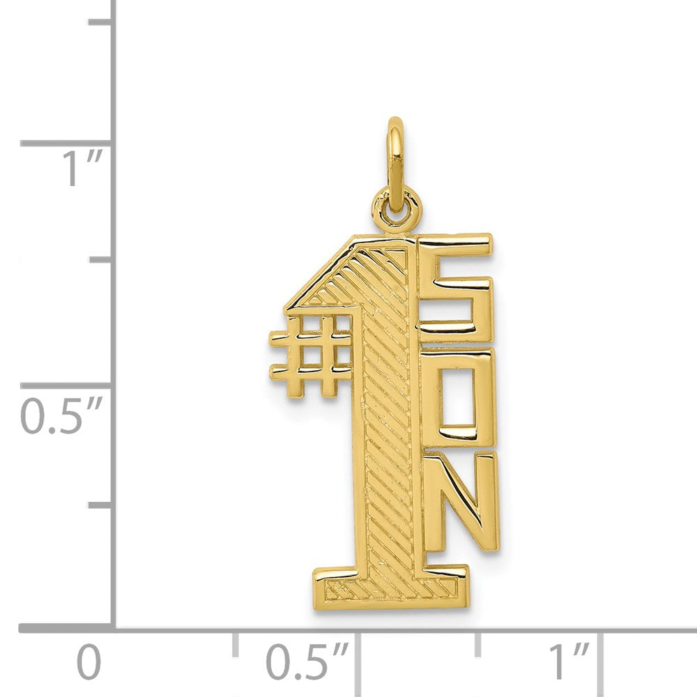 Million Charms 10K Yellow Gold Themed Lined Design #1 Son Charm