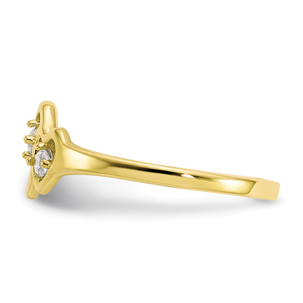 10k Double Heart CZ Ring, Size: 6