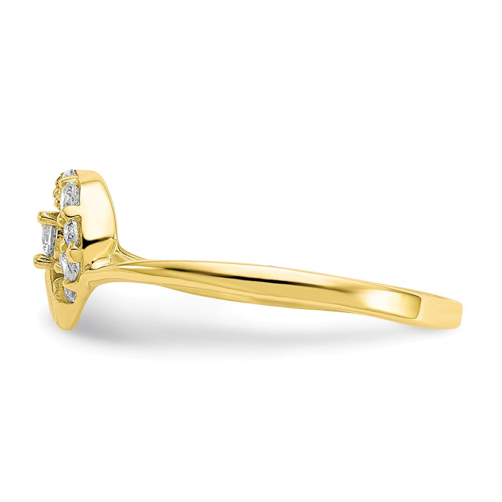 10k Yellow Gold CZ Heart Ring, Size: 7