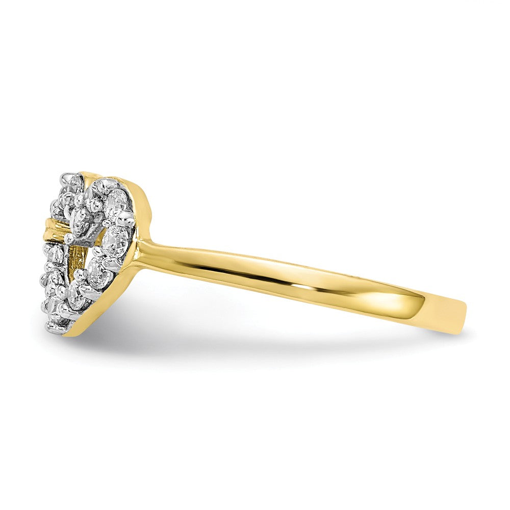 10k Yellow Gold Double Heart CZ Ring, Size: 6