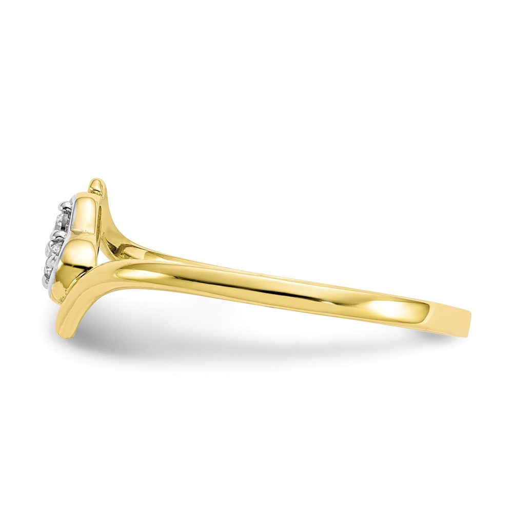 10k & Rhodium CZ Heart Ring, Size: 7