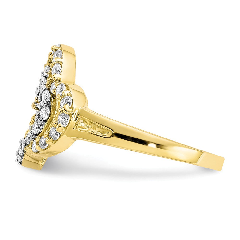 10k & Rhodium Double Heart Ring with CZ, Size: 6