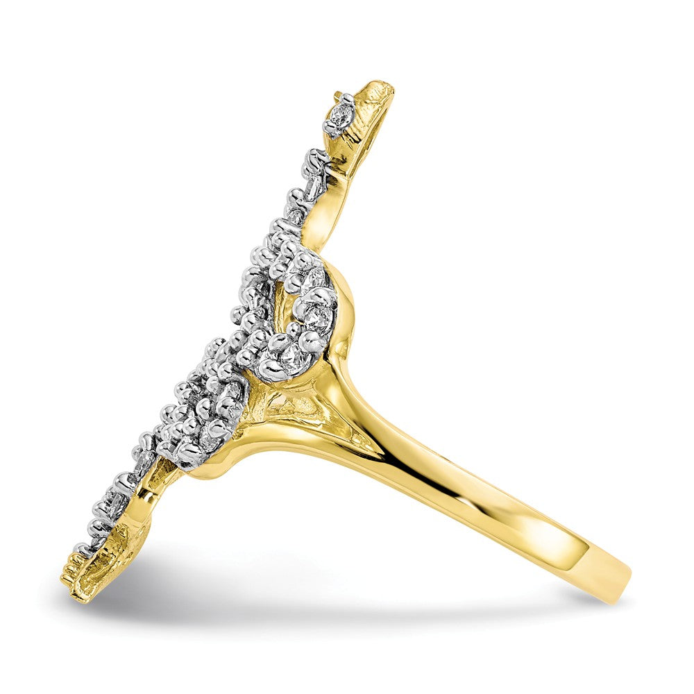 10k & Rhodium CZ Snake Ring, Size: 6