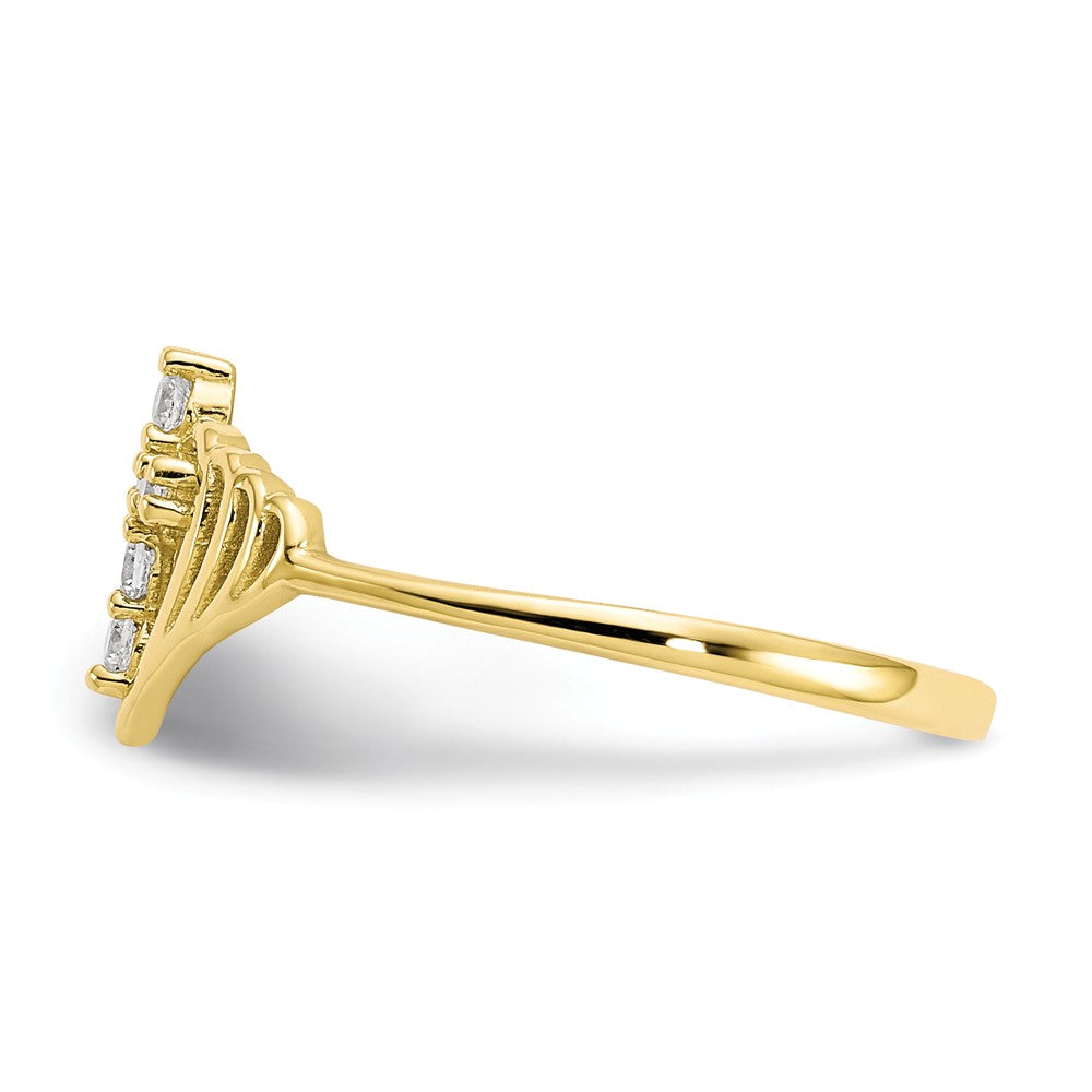 10k Yellow Gold CZ Cross Ring, Size: 6