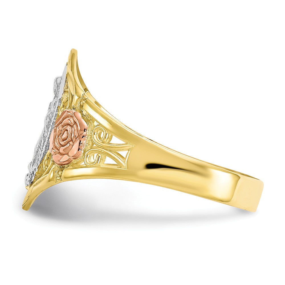 10k Two-Tone Gold & Rhodium Our Lady of Guadalupe Ring, Size: 6
