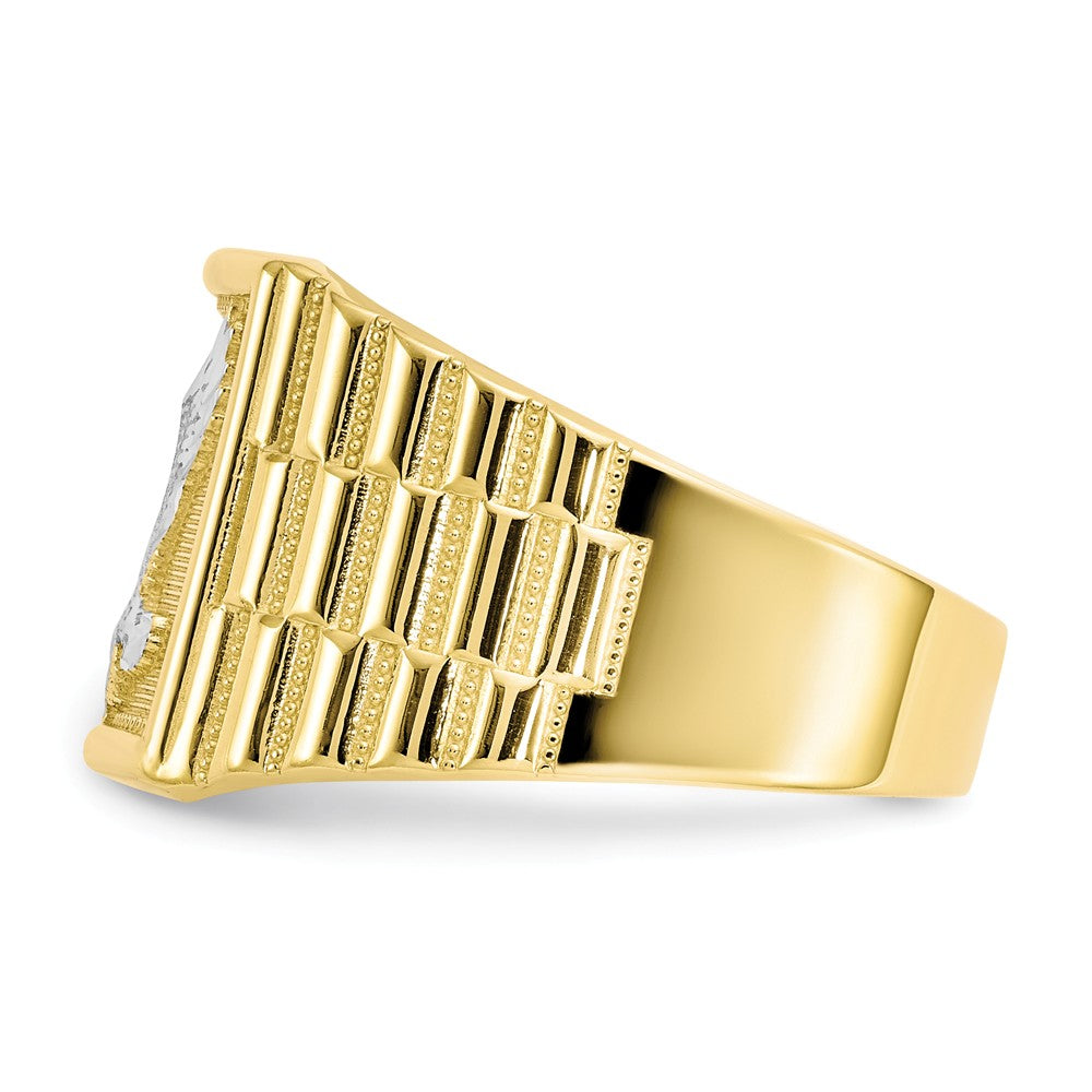 10k & Rhodium Men's Eagle Ring, Size: 10