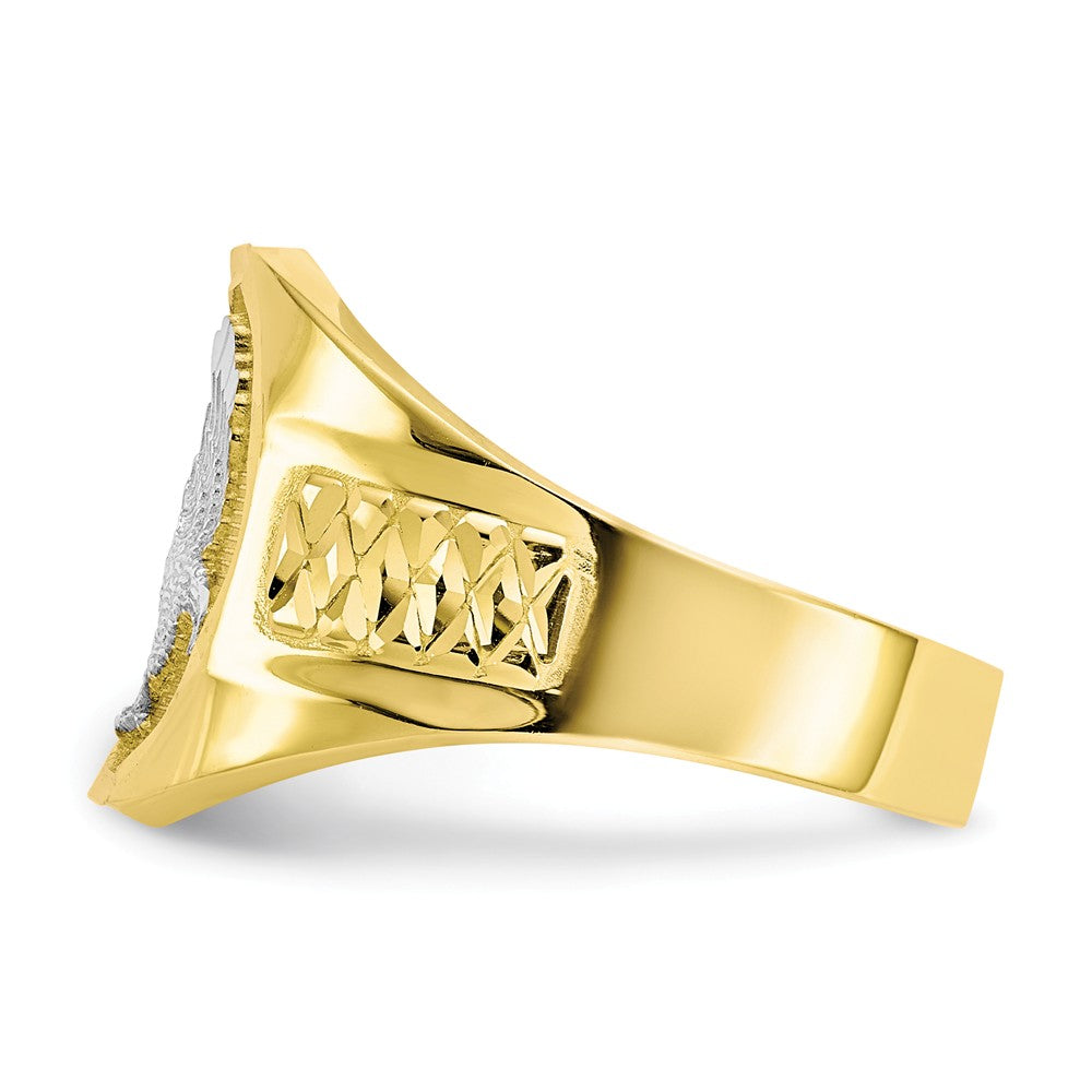 10k & Rhodium Men's Eagle Ring, Size: 10