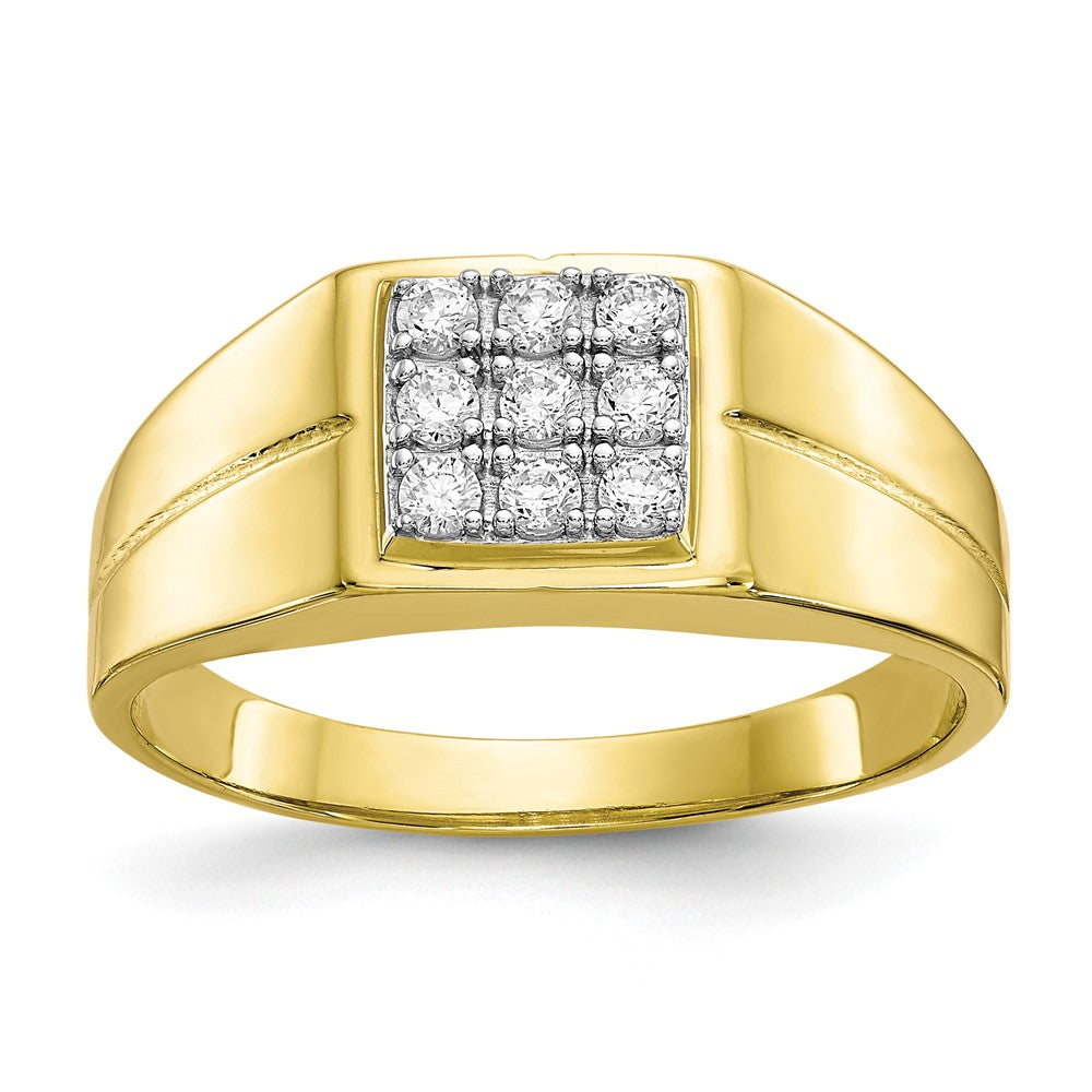 Anillo para hombre de oro amarillo de 10k con circonita cúbica, talla: 11