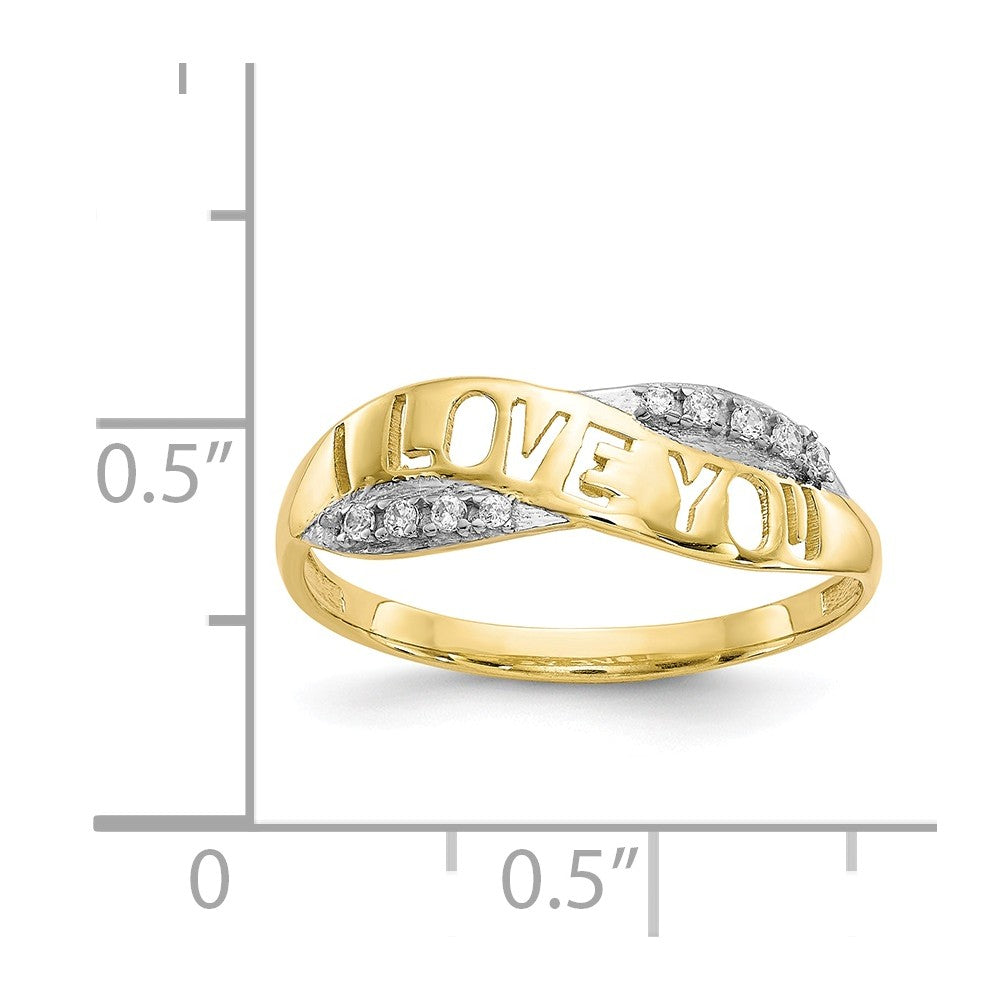 10k CZ I Love You Ring, Size: 6