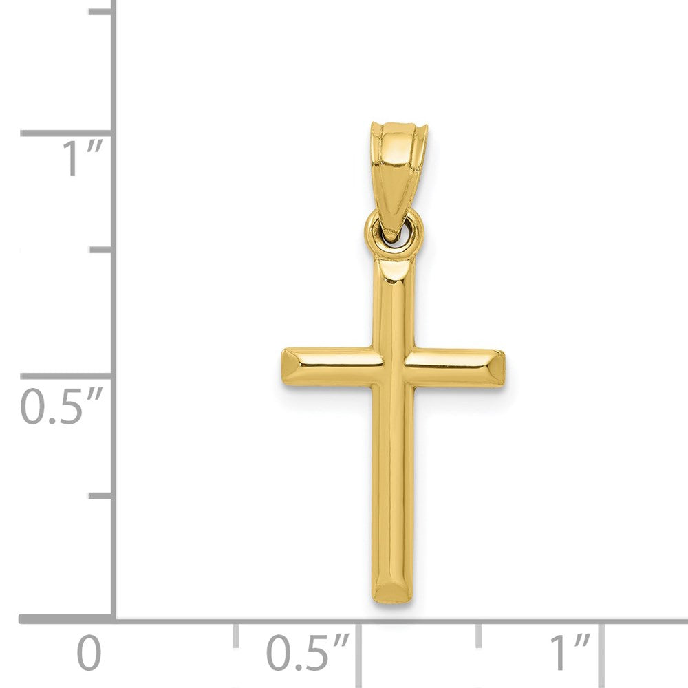 Million Charms 10K Yellow Gold Themed Polished Hollow Relgious Cross Pendant