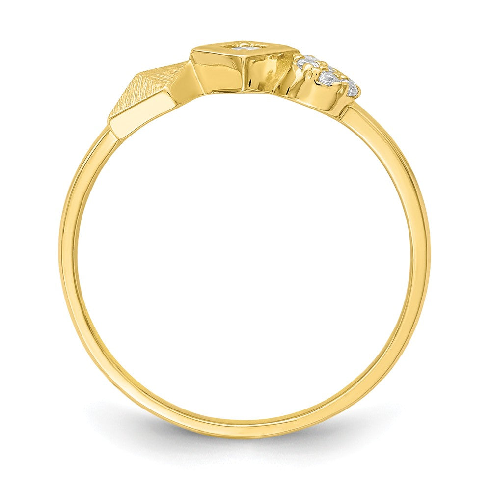 Anillo de oro amarillo de 10 quilates con circonita cúbica, talla: 7