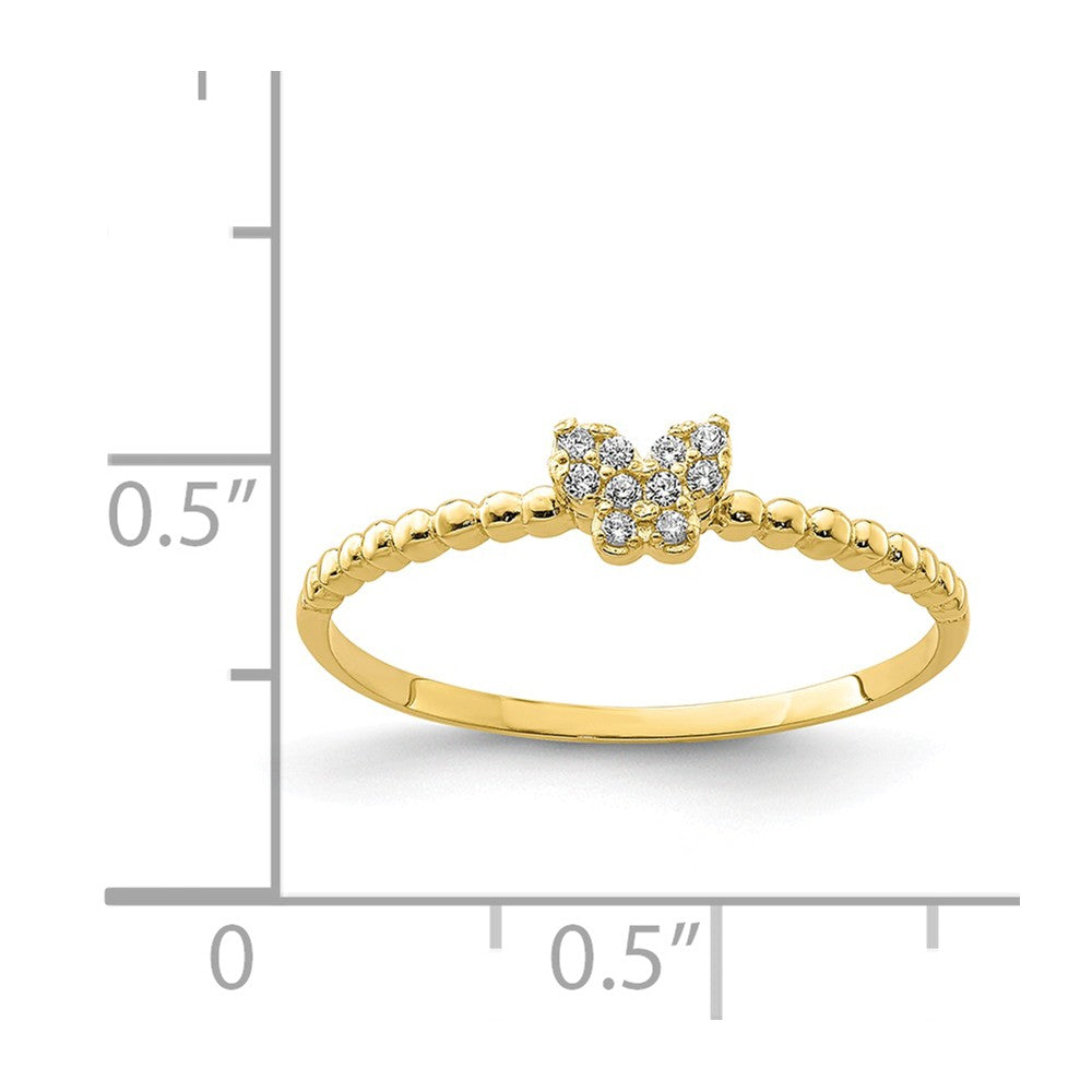10k Yellow Gold Butterfly CZ Ring, Size: 7