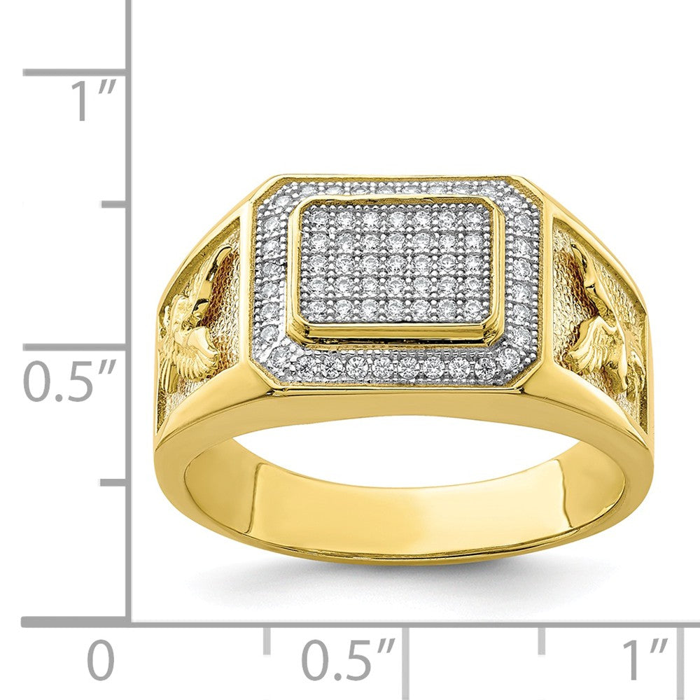 10k Yellow Gold Men's CZ Eagle Ring, Size: 10.5