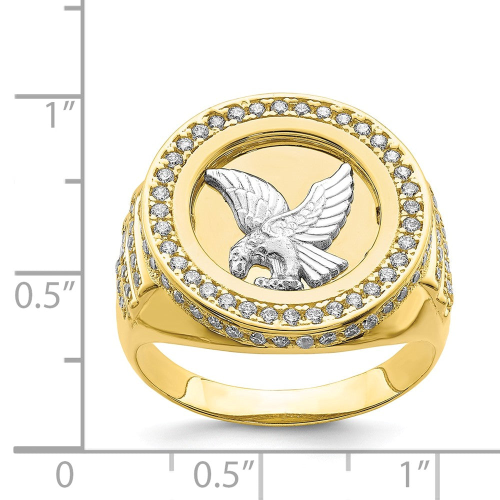 10K Two-Tone Gold CZ Micropave Eagle Men's Ring, Size: 11