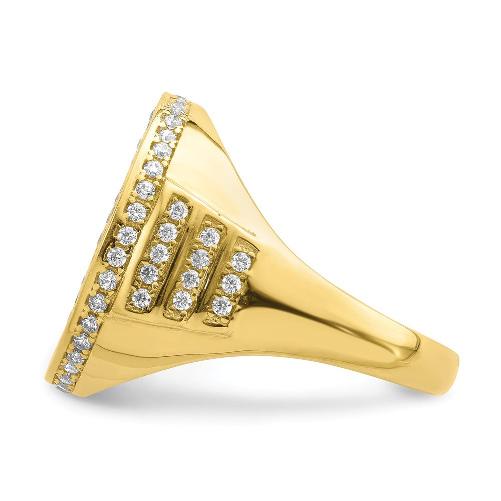 10K with Rhodium CZ Micropave Last Supper Men's Ring, Size: 11