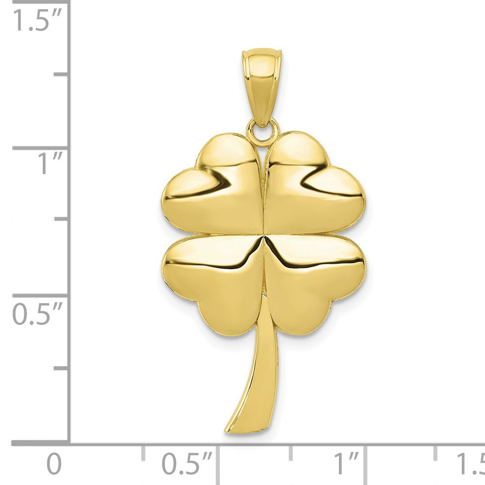 Million Charms 10K Yellow Gold Themed 4-Leaf Lucky Clover Pendant