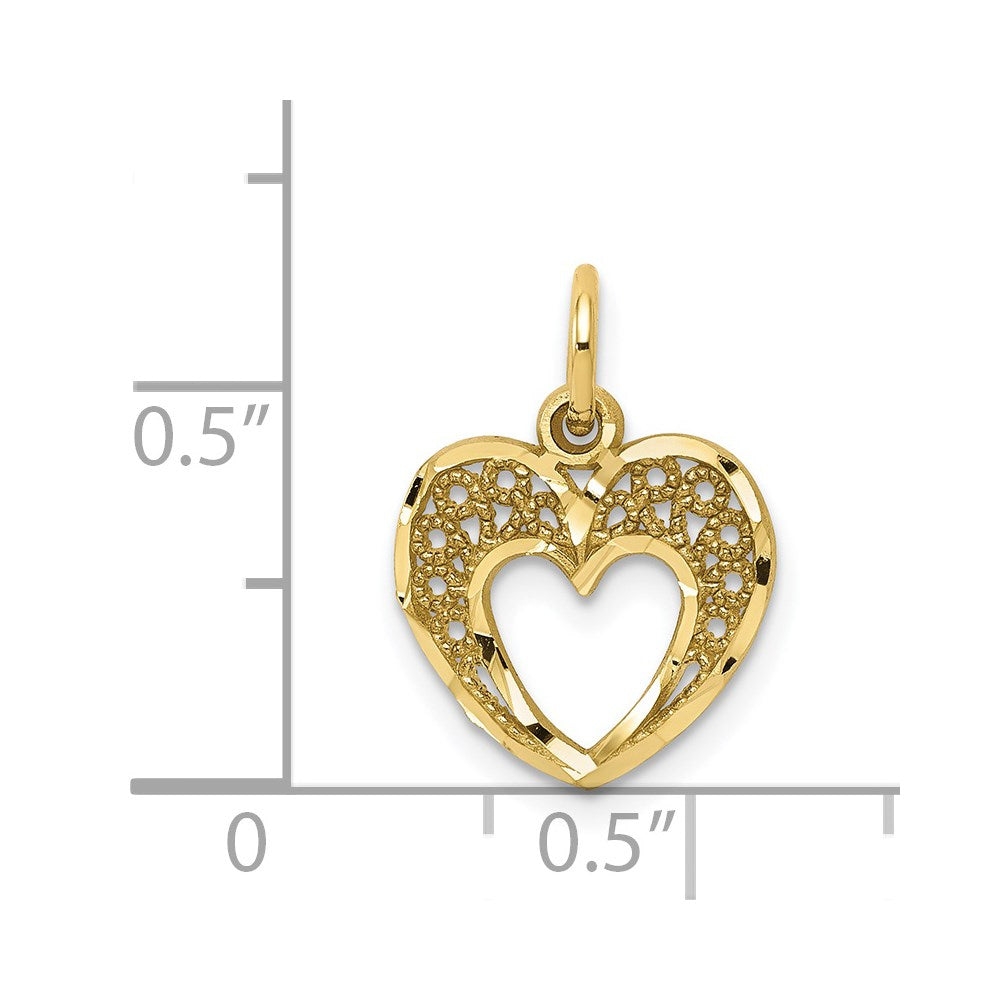 Million Charms 10K Yellow Gold Themed Heart Charm
