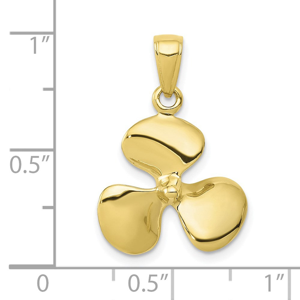 Million Charms 10K Yellow Gold Themed Polished 3-Dimensional Propeller Pendant