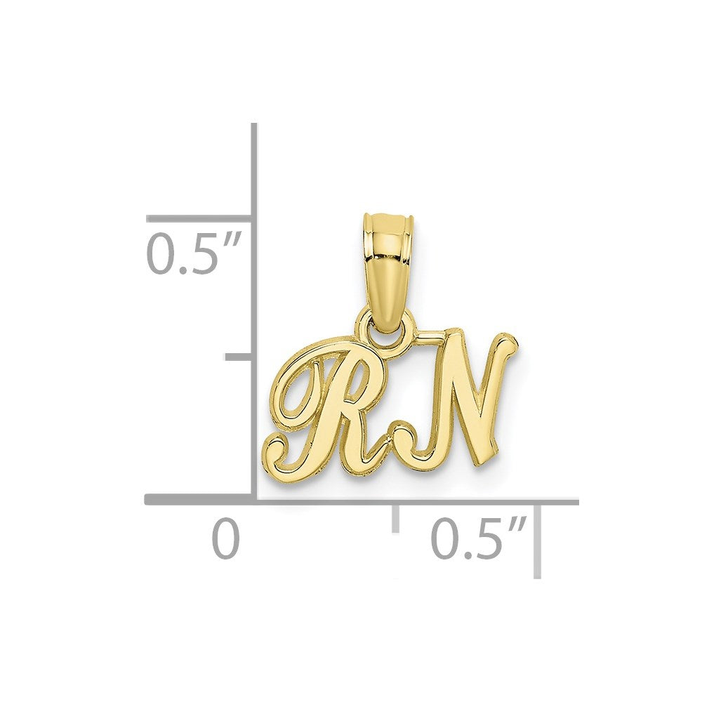 Million Charms 10K Yellow Gold Themed RN (Registered Nurse) Pendant