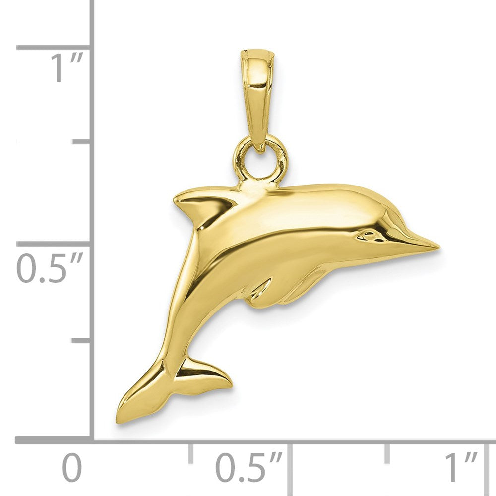 Million Charms 10K Yellow Gold Themed 3-D Dolphin Pendant