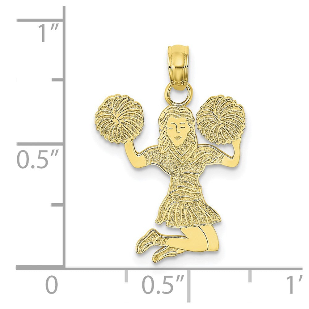 Million Charms 10K Yellow Gold Themed Cheerleader Jumping With Pom-Pom'S Pendant