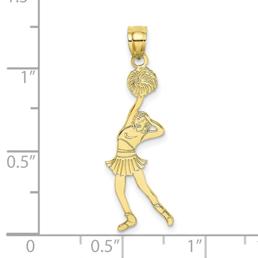 Million Charms 10K Yellow Gold Themed Cheerleader With Hand On Head Pendant