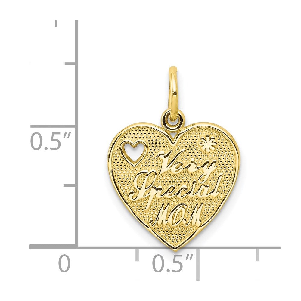 Million Charms 10K Yellow Gold Themed Very Special Mom Heart Charm
