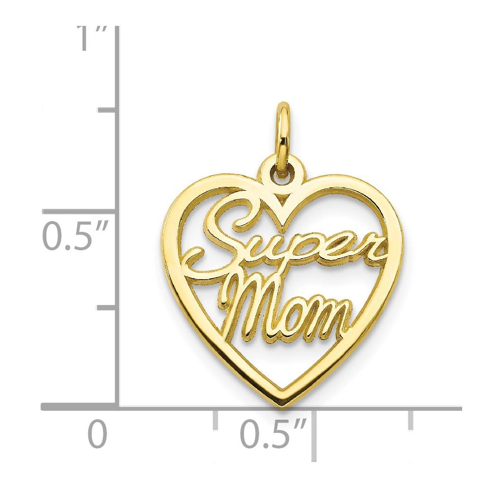 Million Charms 10K Yellow Gold Themed Super Mom Charm