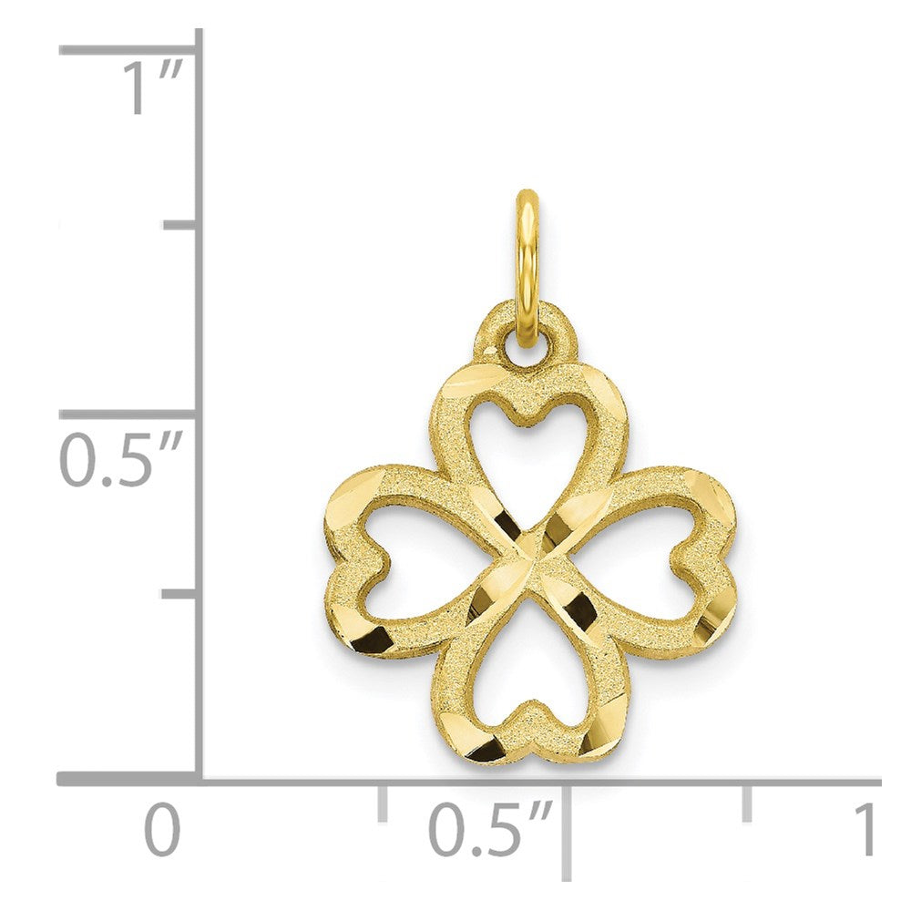 Million Charms 10K Yellow Gold Themed 4-Leaf Lucky Clover Pendant