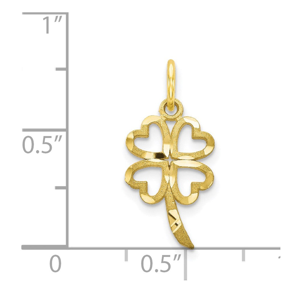 Million Charms 10K Yellow Gold Themed 4-Leaf Lucky Clover Pendant
