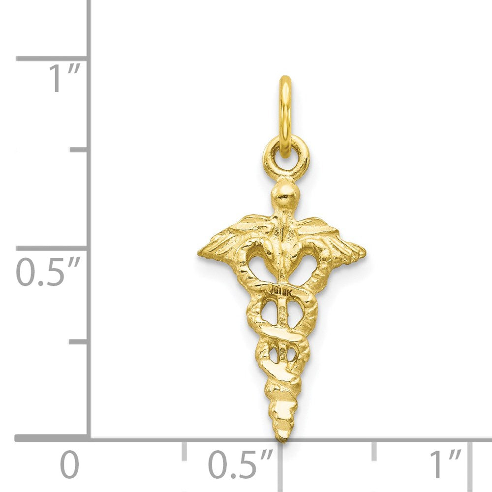 Million Charms 10K Yellow Gold Themed Solid Caduceus Charm