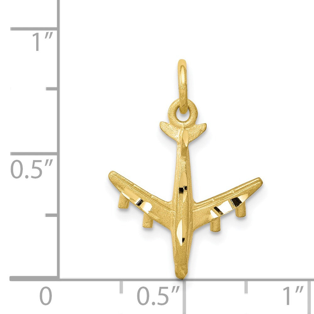 Million Charms 10K Yellow Gold Themed Solid Satin Airplane Charm