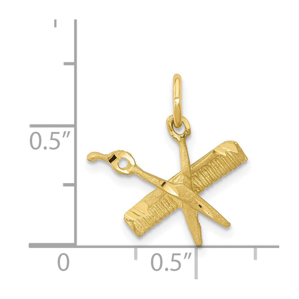 Million Charms 10K Yellow Gold Themed Comb & Scissors Charm