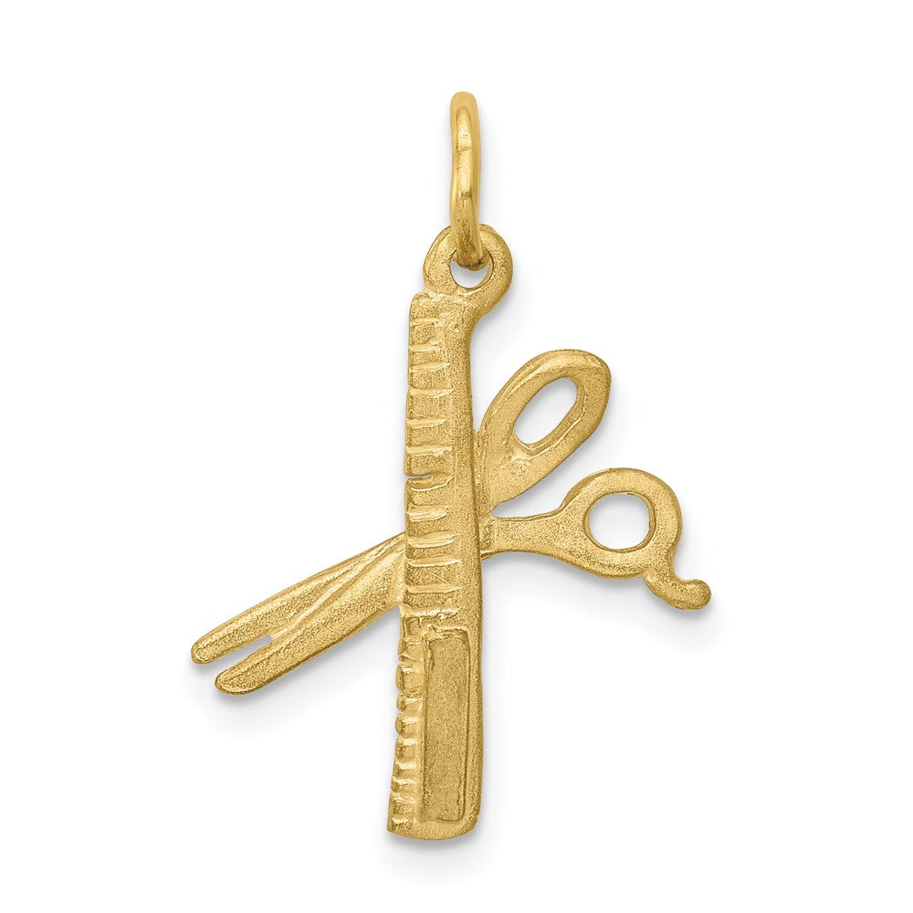 Million Charms 10K Yellow Gold Themed Comb & Scissors Charm