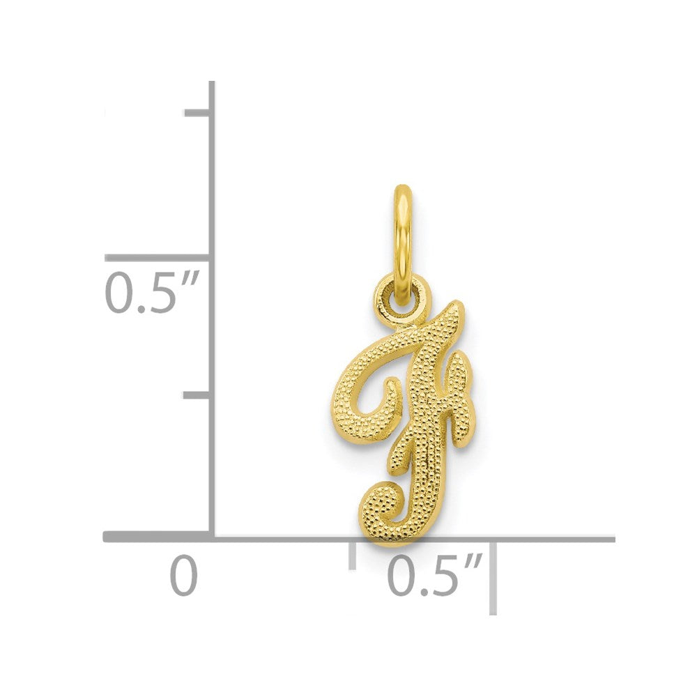Million Charms 10K Yellow Gold Themed Alphabet Letter Initial F Charm