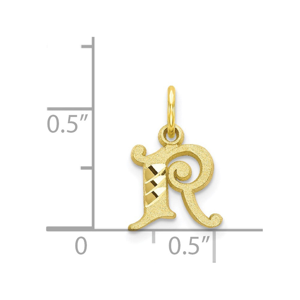 Million Charms 10K Yellow Gold Themed Alphabet Letter Initial R Charm