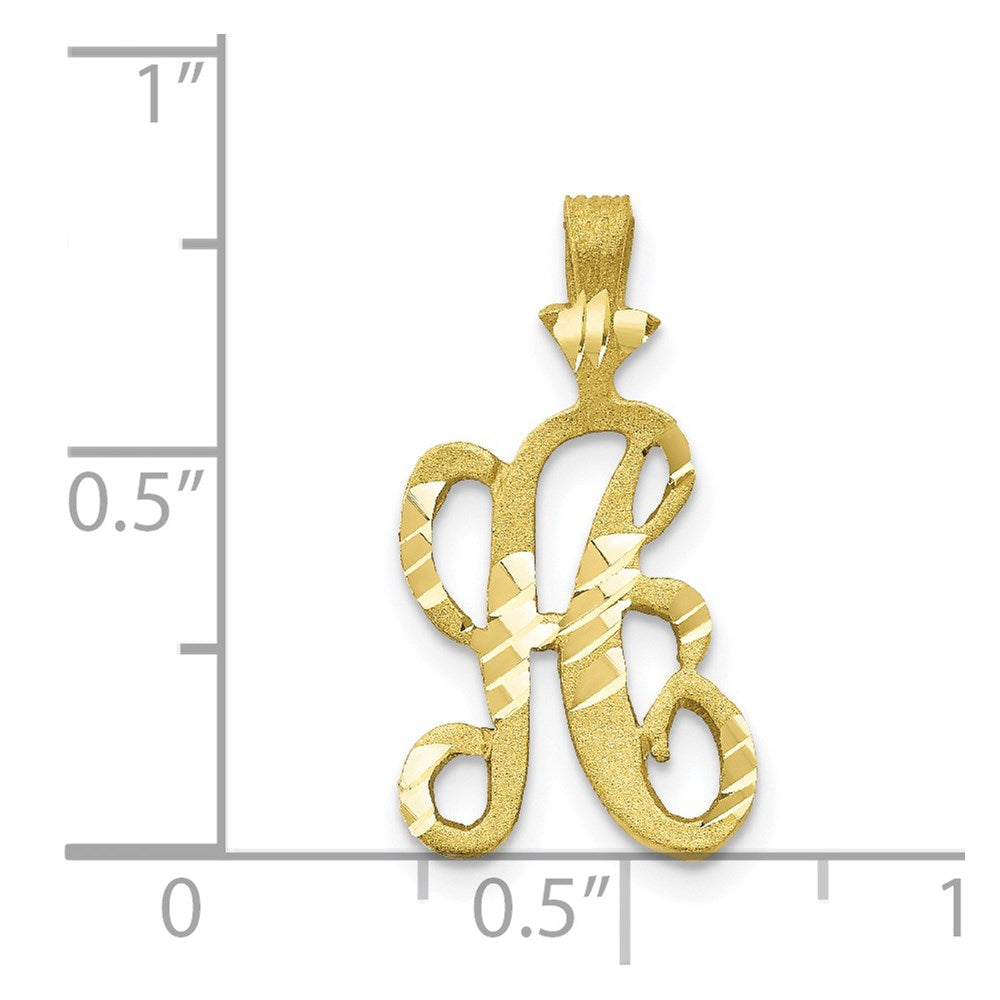 Million Charms 10K Yellow Gold Themed Diamond-Cut Grooved Alphabet Letter Initial A Charm