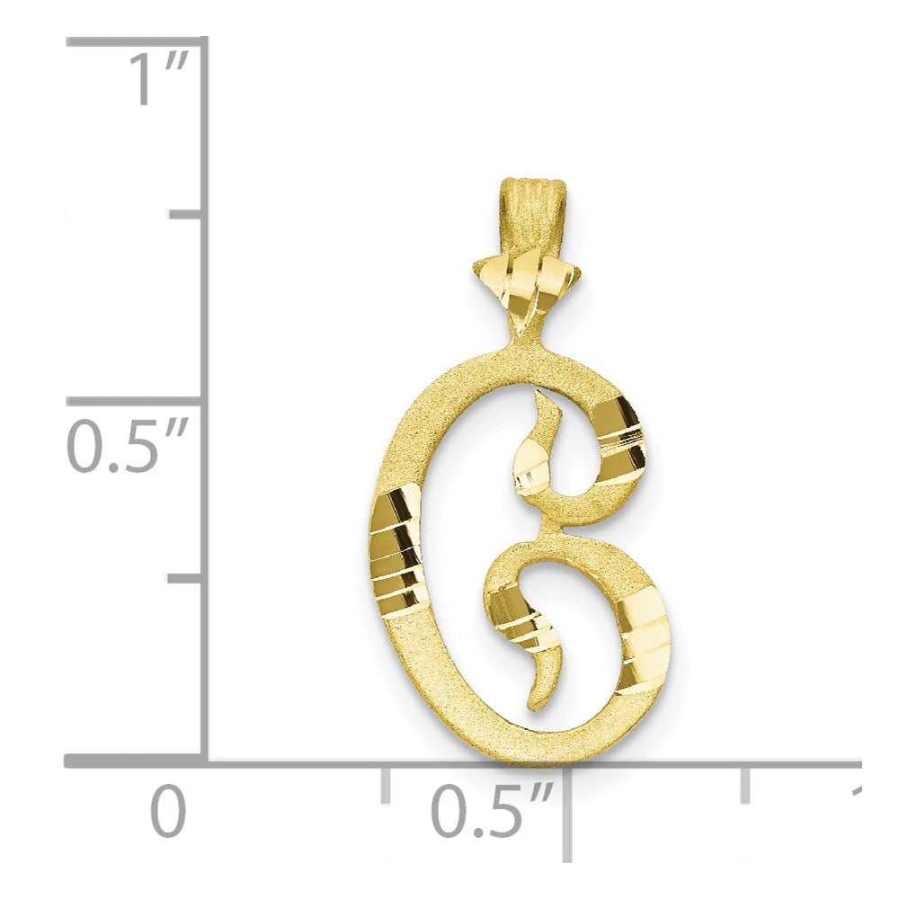 Million Charms 10K Yellow Gold Themed Diamond-Cut Grooved Alphabet Letter Initial C Charm