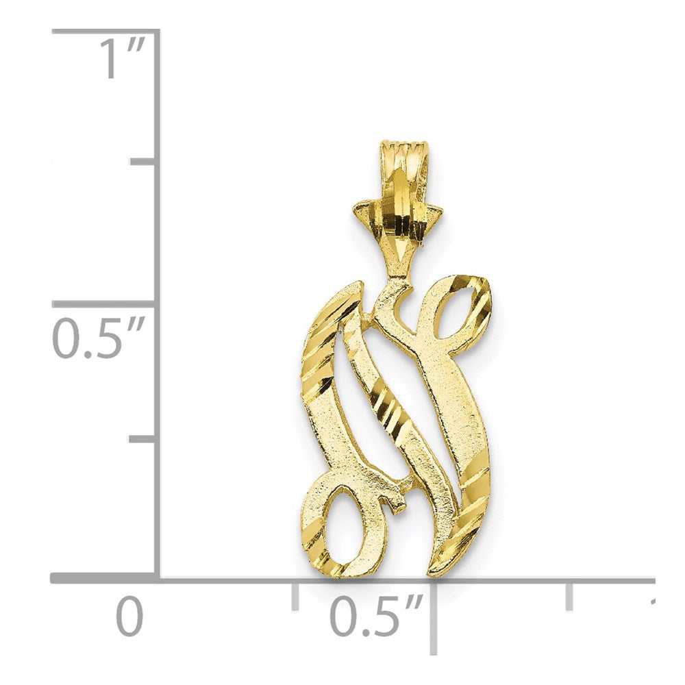 Million Charms 10K Yellow Gold Themed Alphabet Letter Initial N Charm